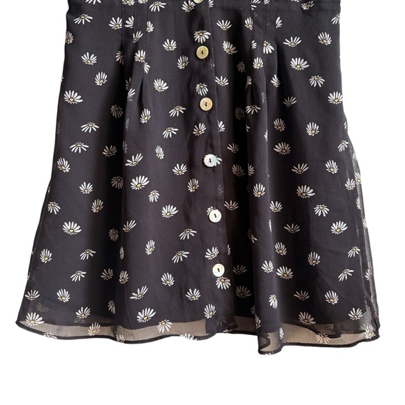 Aritzia Wilfred New Button Front Dress Size 4 Daisies Black White Floral - Picture 6 of 13